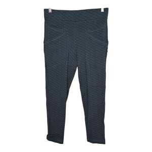Betabrand Ponte Knit Dress Pants Herringbone Blue Pull‎ On Size Small Petite